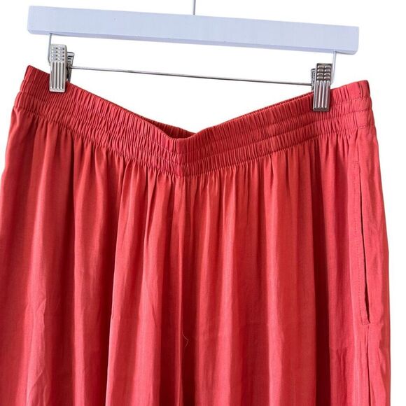 Zara Casual Wide Leg Y2K High Rise Elastic Waist Pull On Red Rust SZ XL 2466 - Picture 8 of 15